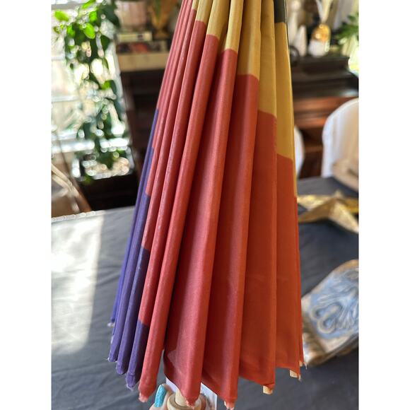 Traditional Vintage Japanese umbrella whirlpool 22” wood handle rainbow Chinese - Picture 9 of 16